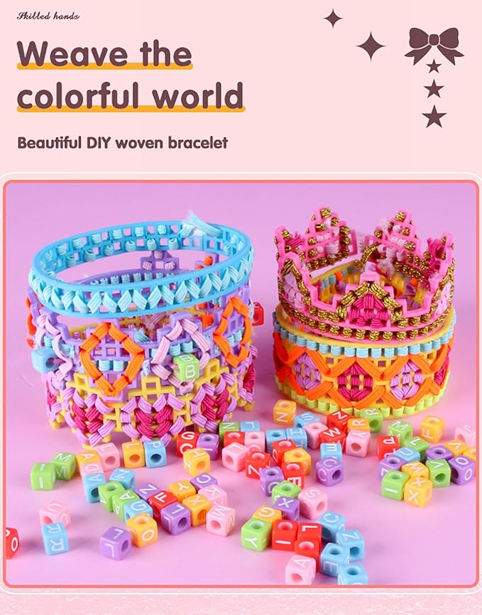 Lreyrous Kids DIY Hand Rope Weaving Kit Personalized Fashion with Braider 5 PCS Friendship Bracelet Kit Birthday Gift Holiday Gift Suitable for Children Over 6 Years Old