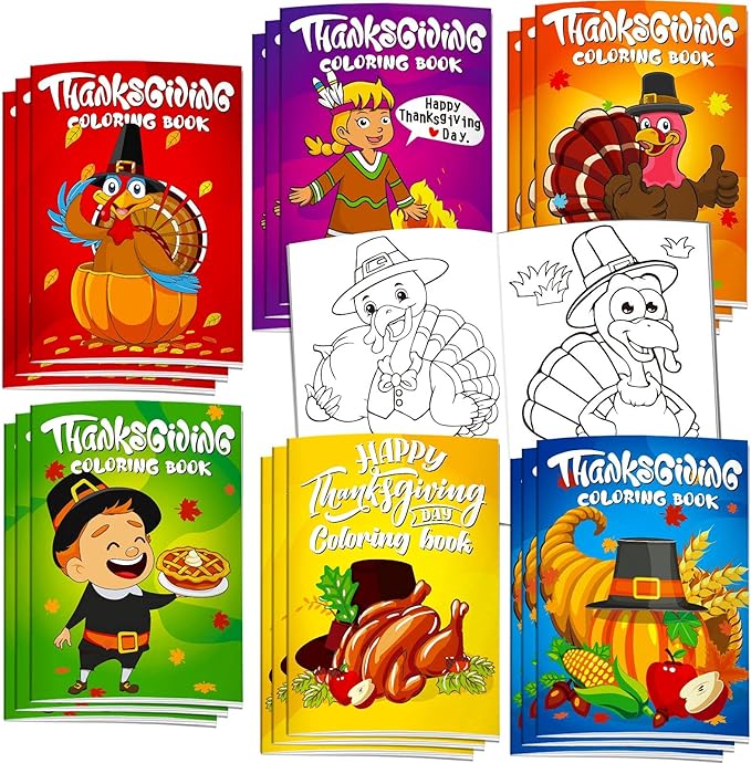 Omgouue 36Pcs Thanksgiving Coloring Books Kids Cute Thanksgiving Coloring Book for Kids All Ages Indoor Activities at Home Party Favors Gift Supplies