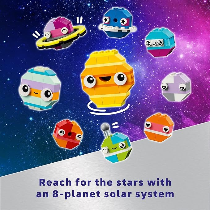 LEGO Classic Creative Space Planets Building Toys Set - Space Toys for Kids, Boys & Girls, Ages 5+ - Includes Alien, Rocket Ship, & Glow in The Dark Bricks - Birthday Gift Idea - 11037