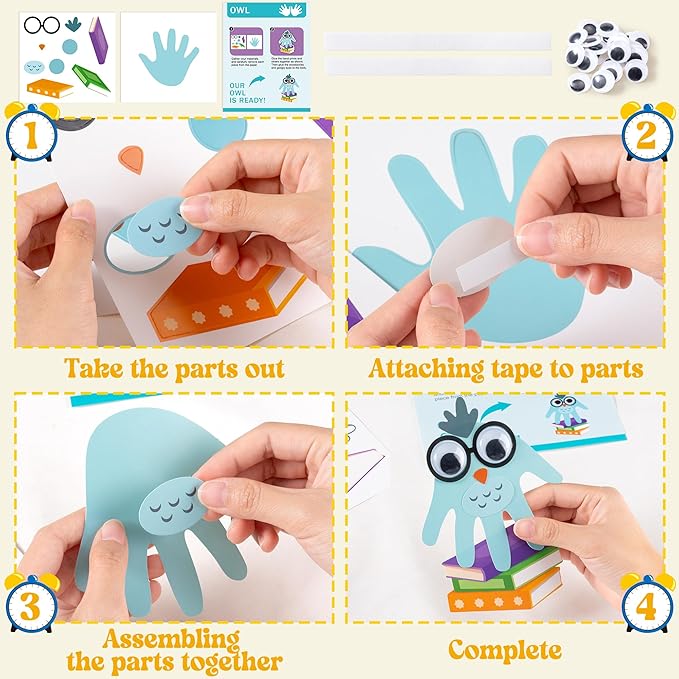 WATINC Back to School Handprint Art Craft - 12Pcs First Day of School Themed Easy DIY Kit, Pencil Bus Schoolbag Arts Supplies Preschool Classroom Hand Print Activity Party Favors for Kids Toddlers