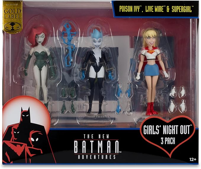 McFarlane Toys - The New Batman Adventures Poison Ivy Live Wire Supergirl (Girls' Night Out) 3pk Gold Label