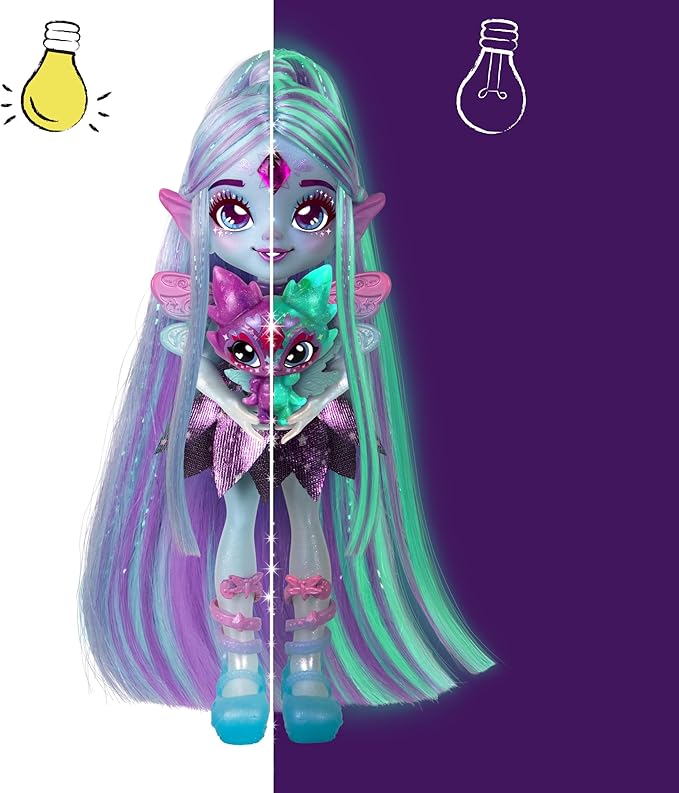 Magic Mixies Pixlings Deluxe Pack, Flyt The Dragonfly, Shimmer Reveal, Create & Mix Potion That Magically Reveals 6.5" Pixling Doll Inside Potion Bottle - Exclusive Mini Mixies & 6 Hair Accessories