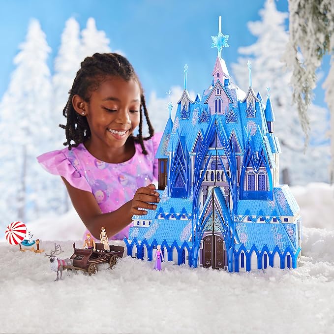 Disney Store Official Frozen 2 Magic Light & Music Castle Playset - 3 Year Old Girl Gift, Anna and Elsa Dolls - includes Frozen , Interactive Rooms & Features