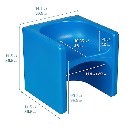 ECR4Kids Tri-Me 3-In-1 Cube Chair, Kids Furniture, Blue