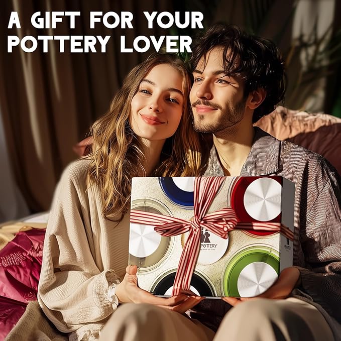 Pottery Wheel for Kids and Beginners - Complete Pottery Set with 6" Turntable with Two-Way Rotation, 2.2lb Clay, Art Supplies Sculpting Tools, Craft Gifts for Teens Kids Adults (Red)