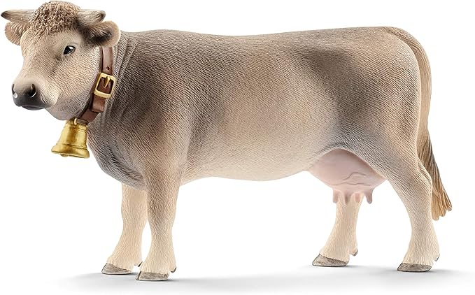 Schleich Farm World Braunvieh Cow Animal Figurine - Highly Detailed and Durable Farm Animal Toy, Fun and Educational Play for Boys and Girls, Gift for Kids Ages 3+