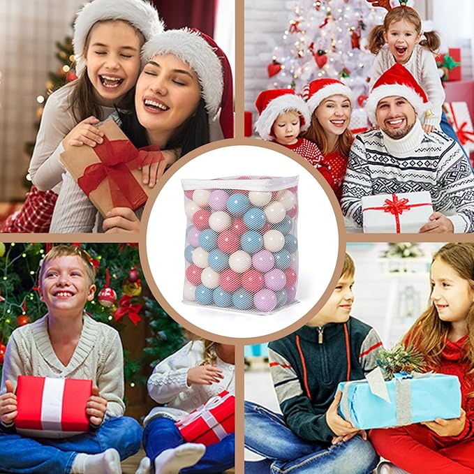 GOGOSO Colorful Ball Pit Balls - 2.15inch 100pcs Plastic Balls for a Fun and Exciting Play Experience at Carnivals and Events, Pink+Purple+Blue+White