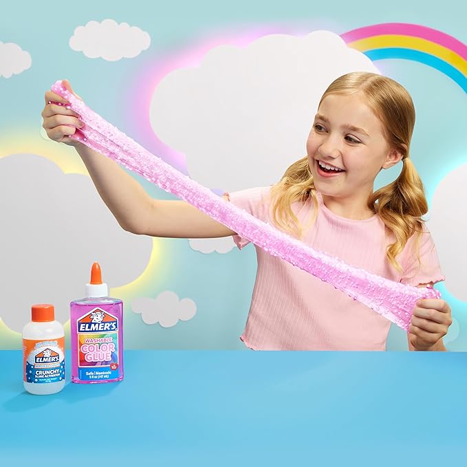 Elmer’s Neon Sky Slime Kit, Slime Supplies Include Transparent Color Liquid Glue, Crunchy Slime Activator, Cherry Limeade Slime Activator, 4 Count
