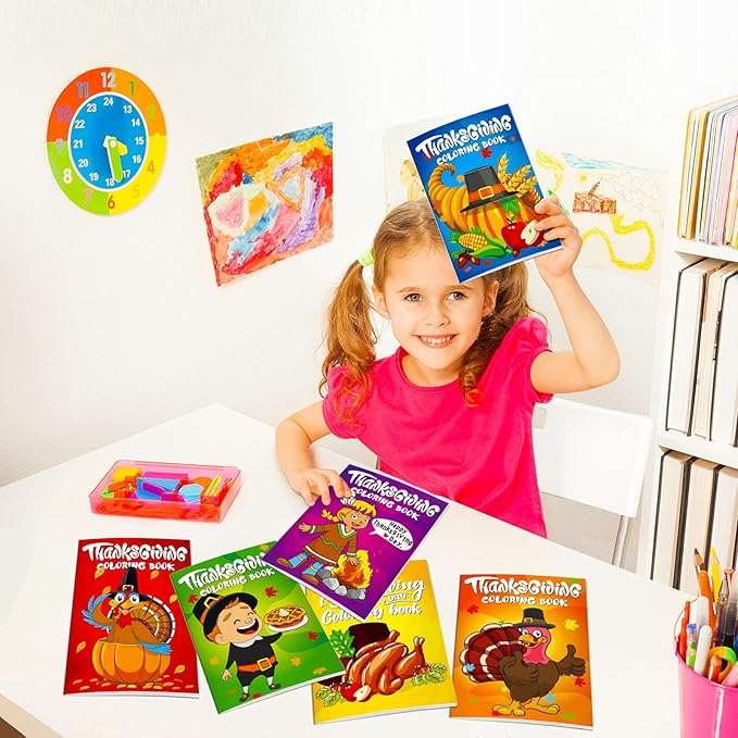 Omgouue 36Pcs Thanksgiving Coloring Books Kids Cute Thanksgiving Coloring Book for Kids All Ages Indoor Activities at Home Party Favors Gift Supplies