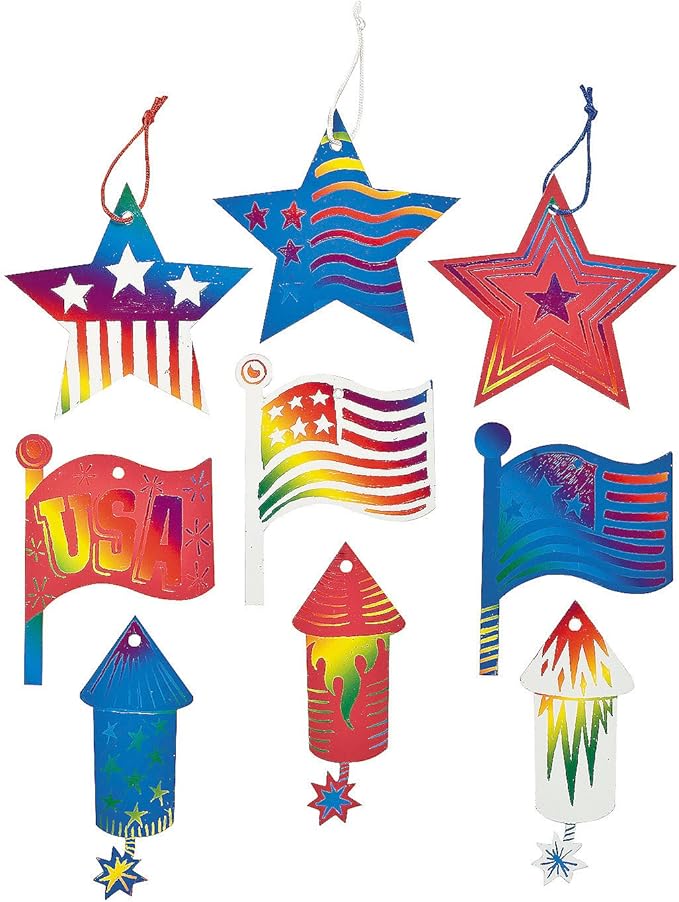 4Th of July Magic Scratch Ornaments - Crafts for Kids and Fun Home Activities