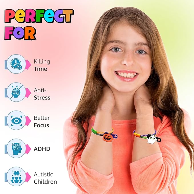 UpBrands 144-Pack Halloween Fidget Zipper Bracelets Bulk - Exciting Sensory Toys for Kids & Adults, Perfect for Fun Halloween Goodie Bags Stuffers and Party Favors Kit