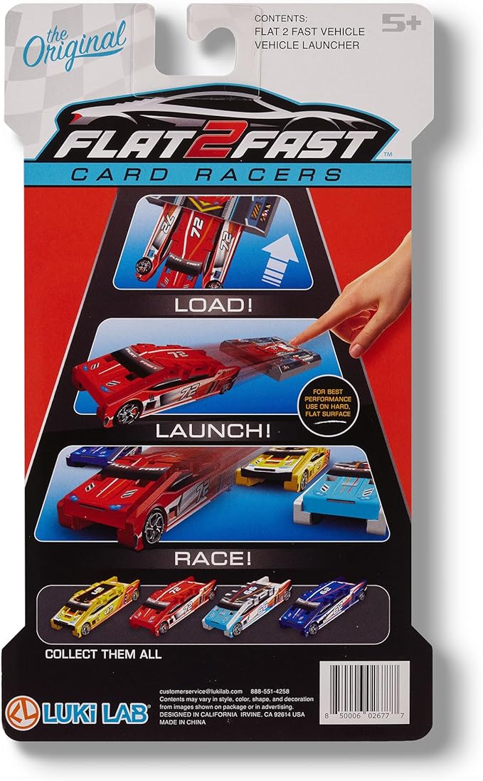 Sky Blue 66 Card Racer | Load, Launch, Race - Pocket-Sized Racecar Toy Ages 5 and up (Sold Each)