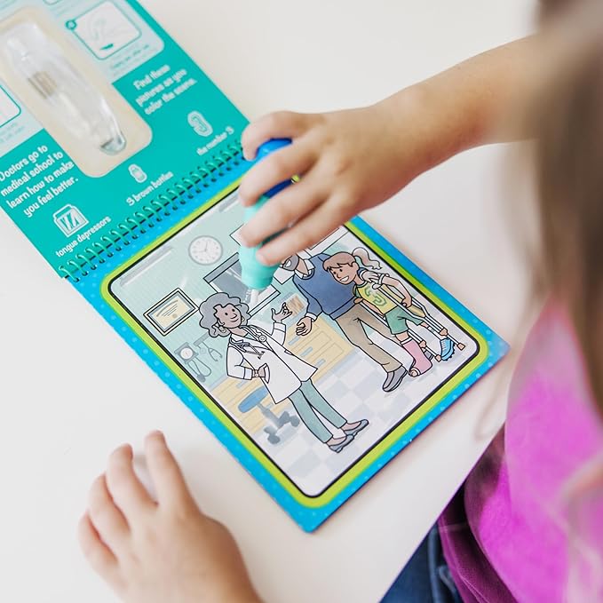 Melissa & Doug On The Go Water Wow! Reusable Water-Reveal Activity Pad- Occupations - Party Favors, Stocking Stuffers, Travel Toys For Toddlers, Mess Free Coloring Books For Kids Ages 3+