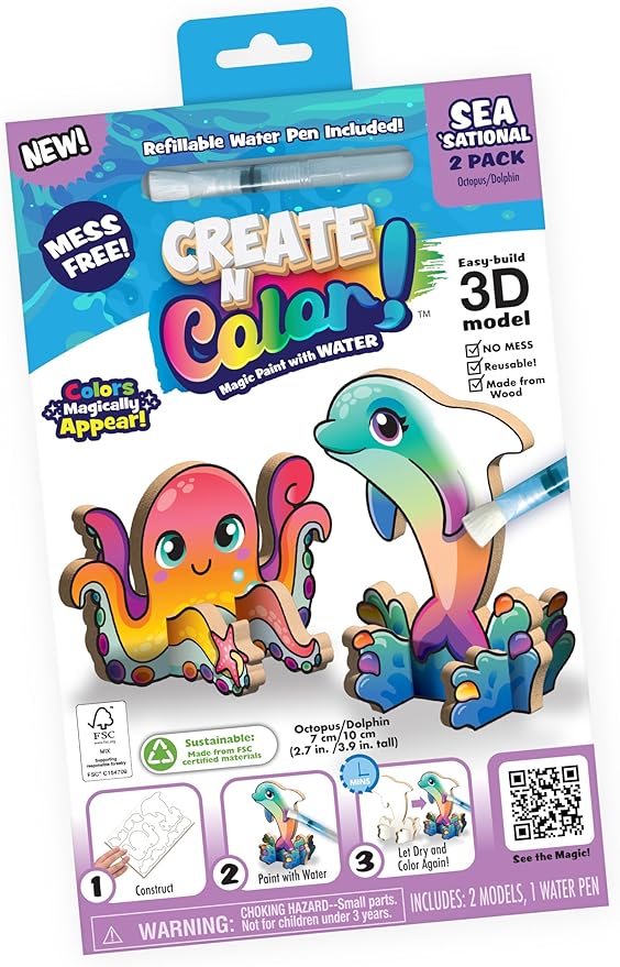 Magic Paint with Water - Mess Free Coloring for Toddlers - Toddler Travel Essential and Mess Free Painting Set - Toys and Gifts for Kids, All Craft Supplies Included (Sea'Sational)