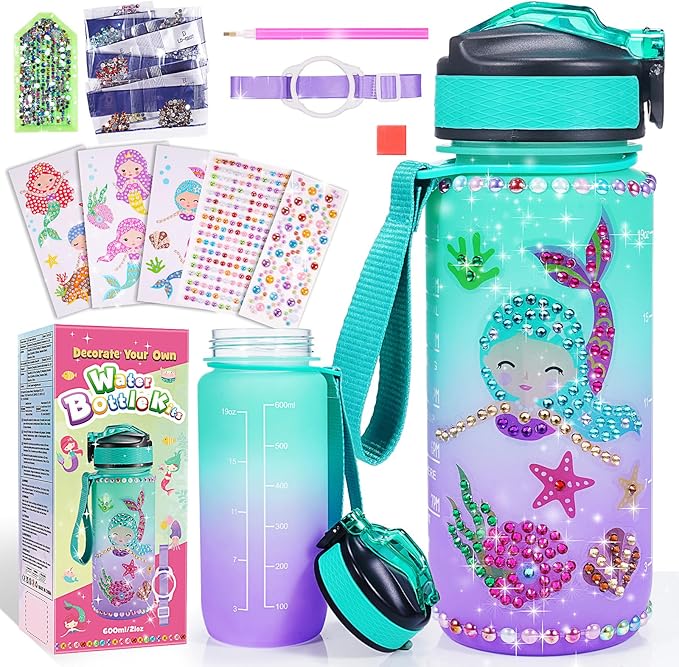 ZapWhiz Arts and Crafts for Kids Age 4-12,Water Bottle for Girls Mermaid Toys for Girls Diamond Painting Kits for Kids,Return Gifts for Birthday Party 4 5 6 7 8-12 Year Old Girls Gifts