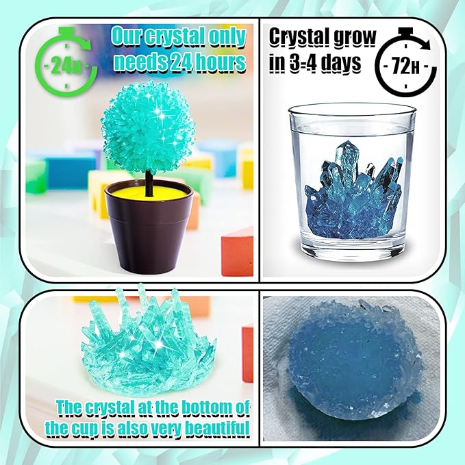 GobiDex 24-Hour 5-Set Crystal Growing Science Experiment Kit for Family Learning, STEM Project Science Toys, Educational Gifts for Kids Ages 6-12 Boys and Girls