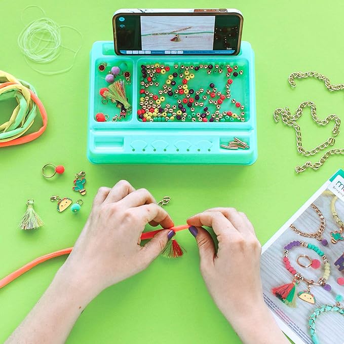 Make It Real: Neo-Brite Chains & Charms Kit - Create 10 Unique Cord & Tassel Charm Bracelets, 195 Pieces, Includes Play Tray,DIY Playful Charm & Jewelry Kit, Tweens & Girls, Arts & Crafts, Ages 8+