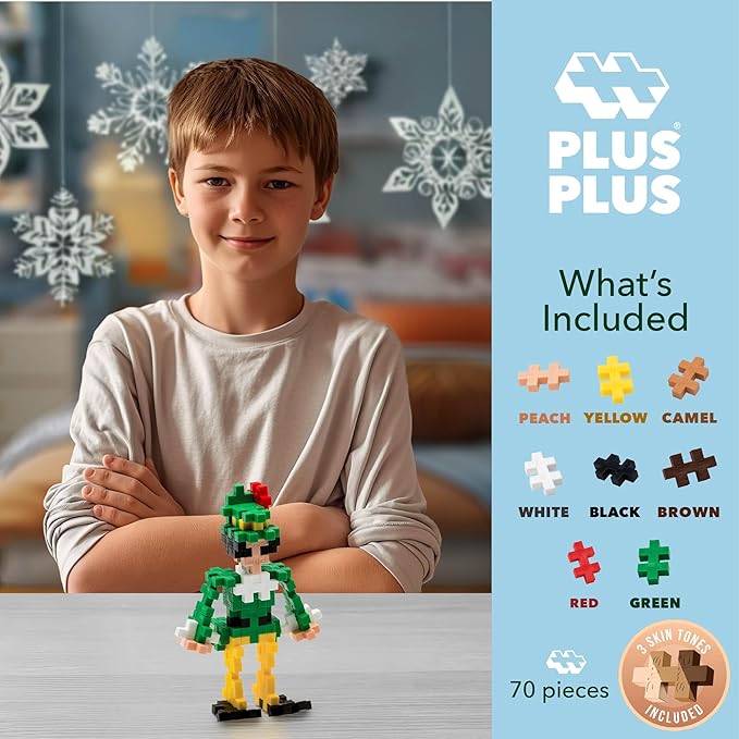 PLUS PLUS – Mini Maker Tube – Elf – 70 Piece, Construction Building Stem Toy, Interlocking Mini Puzzle Blocks for Kids