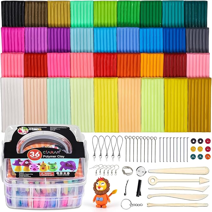 CiaraQ Polymer Clay 36 Colors, Modeling Clay Starter Kits for Kids, Oven Baked Model Clay with Sculpting Tools, Safe and Non-Toxic, Great for Children and Artists