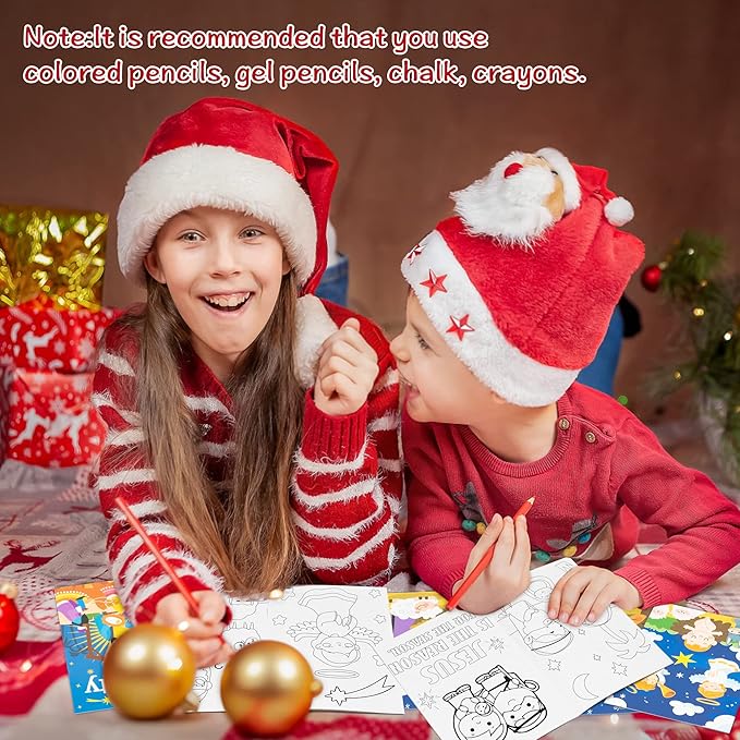 Dvbonike 24Pcs Nativity Coloring Books Christian Theme DIY Art Booklet with Cute Drawing Patterns Bible Savior Religious Christmas Gifts Sunday School Church Activity Supplies for Kids Age 4-8