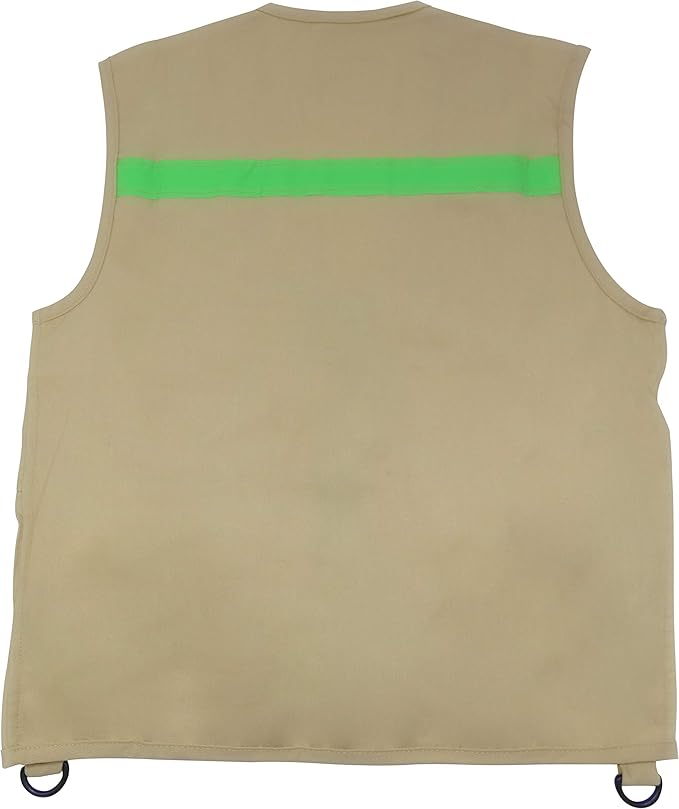 Multi-Piece Set Cargo Vest with Reflective Safety Straps, 1 8x21 Magnification Binoculars and Safari Hat for Boys and Girls (Small/Medium, Tan and Green)
