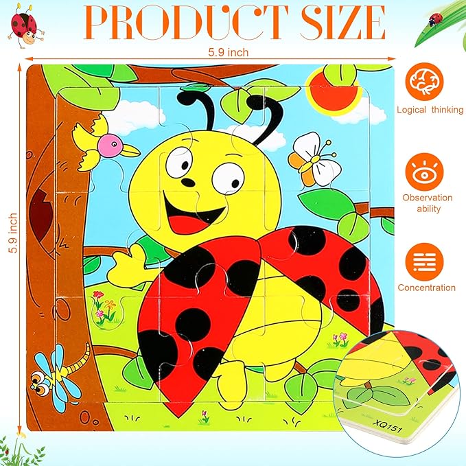 Yunsailing 40 Pack Wooden Puzzles for Kids Ages 3-5, Animals Jigsaw Puzzles for Toddlers Age 2-8, Preschool Educational and Learning Toys Gifts for Kids Children Birthday Party