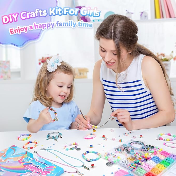 ZOOI Bracelet Making Kit for Girls, Arts and Crafts for Kids Girls Ages 8-12, Girls Toys Age 6-8, Friendship Charm Bracelet Making Kit, Jewelry Making Kit for Girls, Gifts for 6-12 Year Old Girl