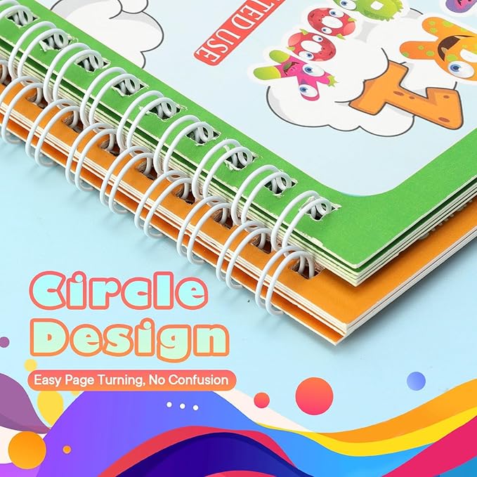 5 Pack Reusable Water Coloring Books for Toddlers, Water Doodle Book Toys, Paint with Water Books,Mess-Free Coloring Book, Portable Educational Doodle Drawing Toy, Educational Learning Kits Gifts