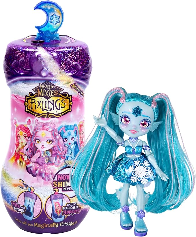 Magic Mixies Pixlings Shimmerverse Series, Create & Mix Magic Potion to Magically Reveal Marena The Ice Mermaid, This Beautiful 6.5" Shimmerverse Pixling Fashion Doll Appears Inside The Potion Bottle