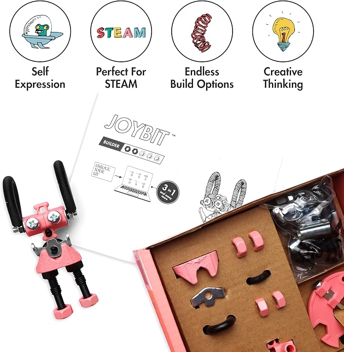 JoyBit Build Your Own Robot Toy Construction Set, Educational STEM Activities Learning Kit, Creative Build and Play Model Kit Steam Toys for 6 7 8 9 10+ Year Old Boys and Girls