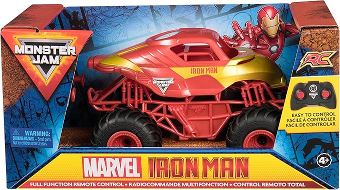 Monster Jam, Marvel Iron Man RC Monster Truck, 1:24 Scale, Kids Toys for Boys and Girls Ages 4 and up