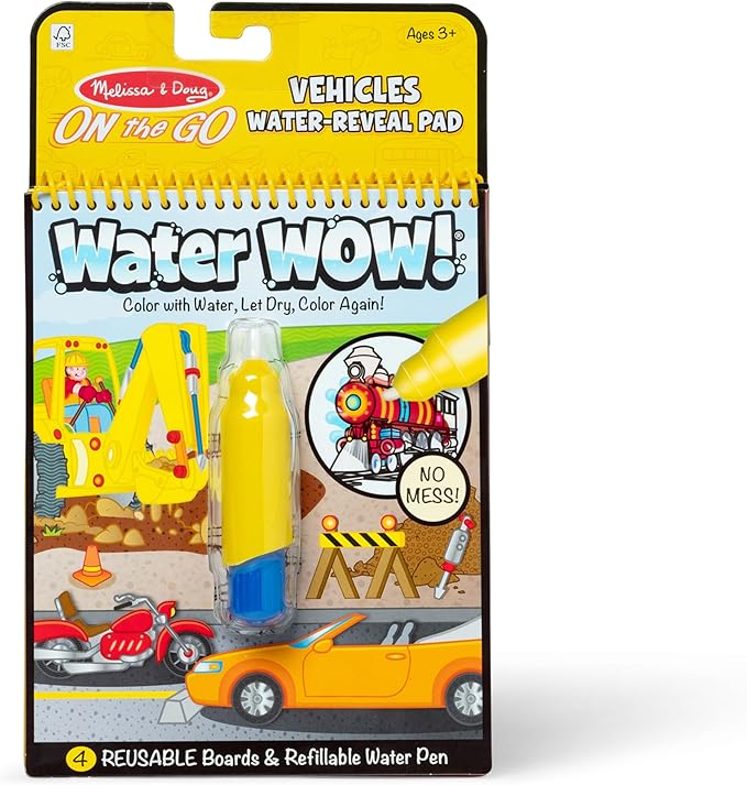 Melissa & Doug On the Go Water Wow! Reusable Water-Reveal Activity Pad - Vehicles - FSC Certified