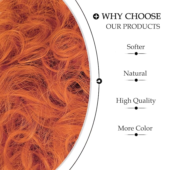 Probeauty Short Curly Orange Wig for Kids, Reddish Afro Wig with Heart Necklace for Child Halloween Costume Party