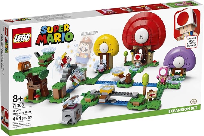 LEGO Super Mario Toad's Treasure Hunt Expansion Set 71368 Building Kit; Toy for Kids to Boost Their Super Mario Adventures with Mario Starter Course (71360) Playset (464 Pieces)