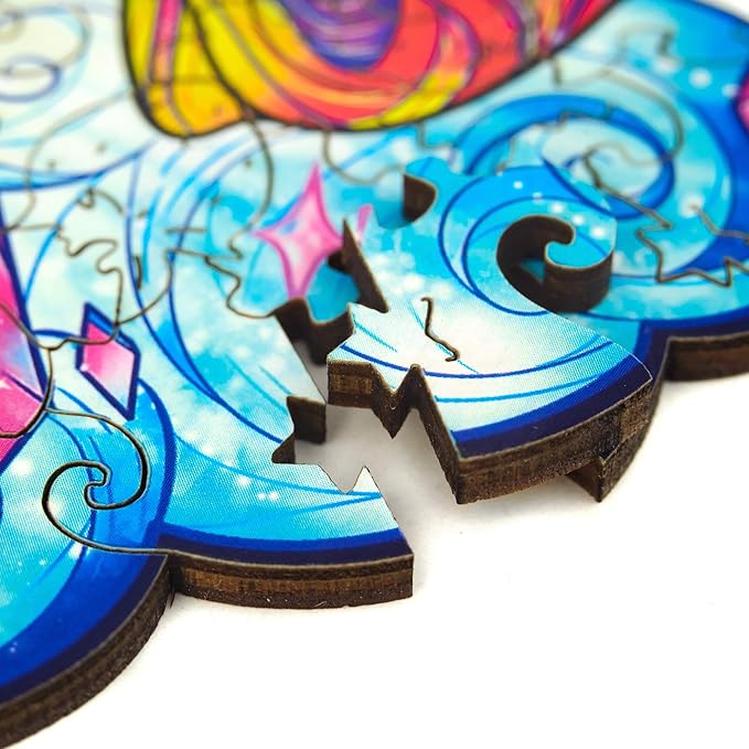 UNIDRAGON Wooden Puzzles for Adults Unique Jigsaw Puzzles - Small Inspiring Unicorn Small 7"x9.5" 103 PCS Deko with Cut 0.03 mm Wood Accuracy Animal