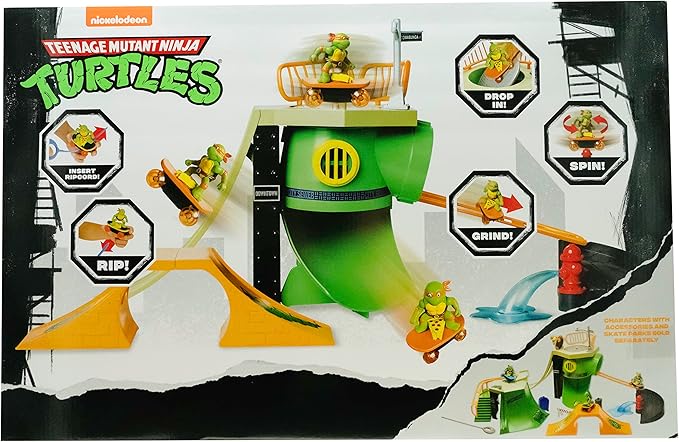 Teenage Mutant Ninja Turtles Toy, Turtle Madness Skate Park Playset, Classic Edition TMNT Playset for Kids, Ages 3+