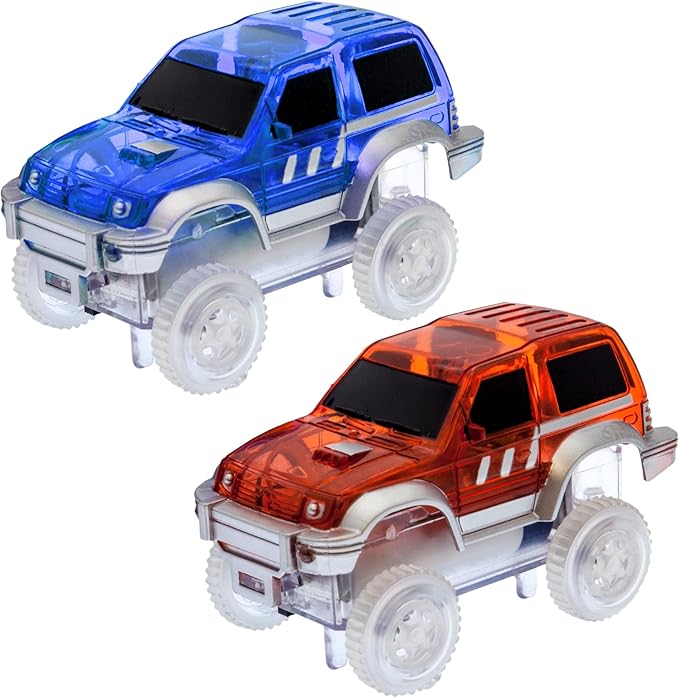 PicassoTiles 2pcs Magnetic Toy Car Set Highly Detailed Compatible with Magnet Race Track STEM Truck Replacement Accessories Educational Construction Building Kits for Toddlers Boys & Girls Ages 3+
