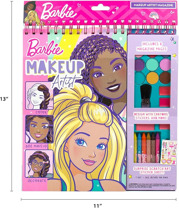 Horizon Group USA Barbie Makeup Artist Magazine, Create Your Own Hair & Makeup Looks Using 130+ Stencils, 180+ Stickers, Crayons, Pretend Makeup & More