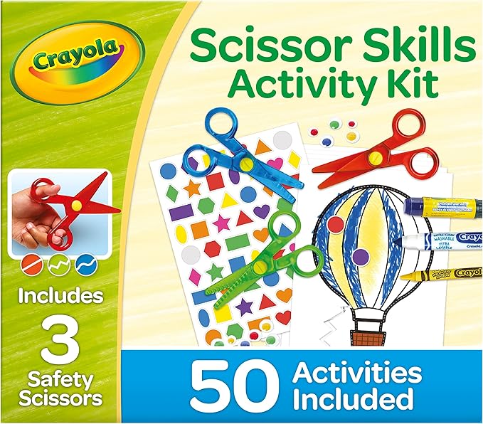 Crayola Toddler Scissor Skills Activity Kit (3ct), Safety Scissors and Craft Supplies, Toddler Crafts, Gift for Kids, Ages 3+