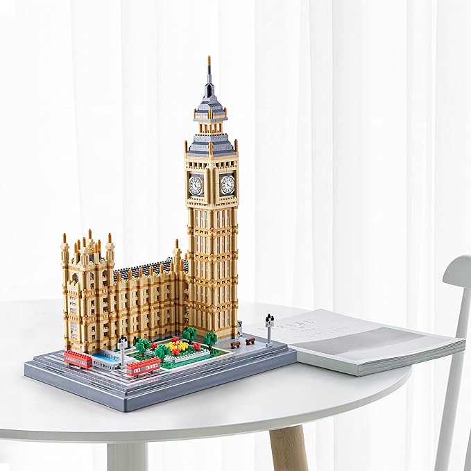 Real Big Ben Micro Building Blocks Set for Adults 6473 PCS - World Famous Architectural Model Toys Presents for Kid Age of 14+