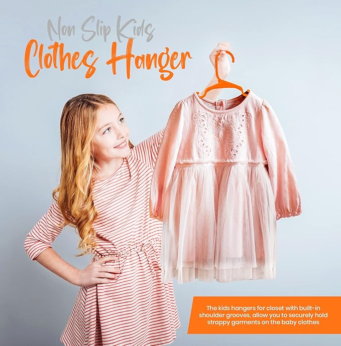 Utopia Home 20 Pack Kids Hangers - 11.5 Inch Plastic Baby Hangers for Closet - Childrens Hanger for Clothes & Infant Hanger for Closet - Ideal for Everyday Standard Use (Orange)
