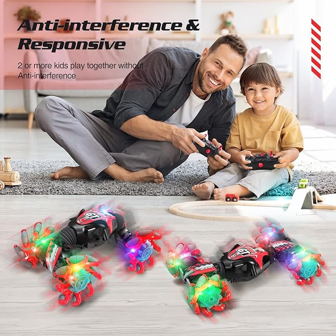 RC Stunt Car for Kids, RC Car Toy, Remote Control Stunt Gesture RC Car with Music, Double Sided 360 DegreeSpins and Flips Gesture Sensing Rc Stunt Car, for 8-15 Years Boy Girl, Birthday