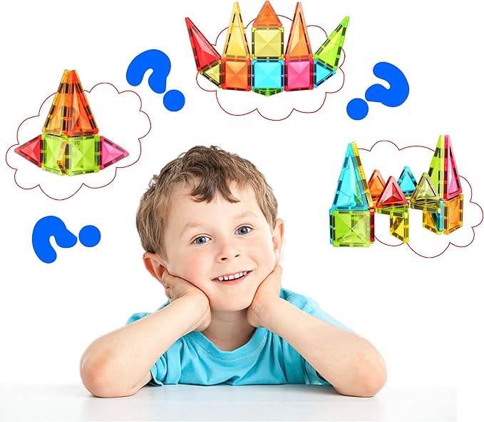 PicassoTiles Magnet Tile Building Blocks Mini Diamond Series Magnetized Toy Travel Size Compact Portable Magnetic Construction Block STEM Sensory Toy Early Education Learning Kids Ages 3+ PTM24