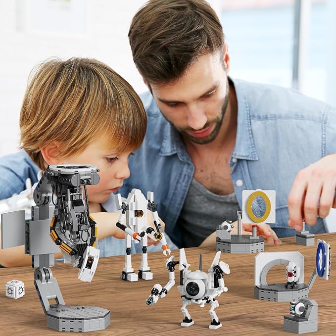 Portal Building Block Set, Awesome Glados Science Action Figure Model Toy, Atlas and P-Body Testing Supervisor Robot Construction Playset Birthday for Kids Fans(705 PCS)