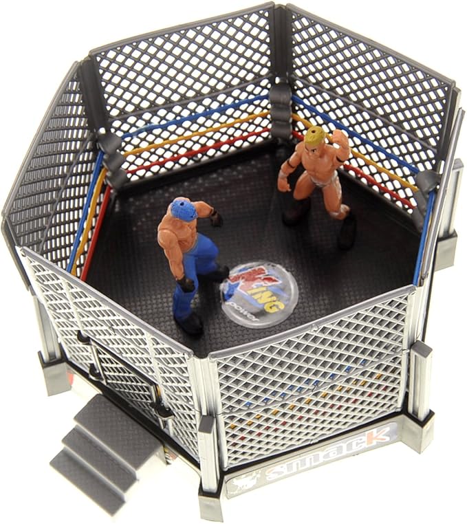 PowerTRC 32 Pcs Wrestling Toys for Kids, Wrestler Play Set with 2 Wrestle Rings Style, 12 Super Wrestlers, Many Realistic Accessories, Toy Figures Cake Topper Birthday Party Decoration Play Set Gift