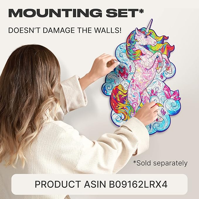 UNIDRAGON Wooden Jigsaw Puzzles - Inspiring Unicorn, 195 pcs, Medium 10.2"x12.6", Beautiful Gift Package, Unique Shape Best Gift for Adults and Kids