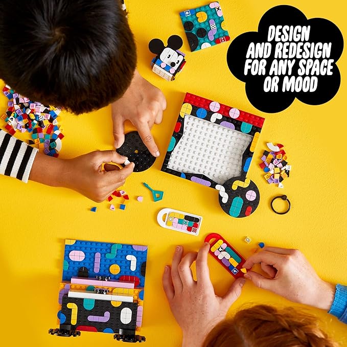 LEGO DOTS Disney Mickey & Minnie Mouse Back-to-School Project Box 41964 6in1 Toy Arts and Crafts Building Set with Bag Tags, Sticker Patch and Desk Tidy, Creative Gift Idea for Kids Boys Girls 6+