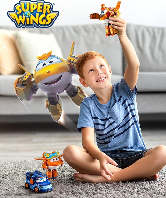 Super Wings 5" Transforming Golden Boy Airplane Toys, Vehicle Action Figure, Superwings Transforming Plane to Robot, Flying Toy Vehicle Playset, Gifts Toys for Kids, Age 3 and Up, Gold