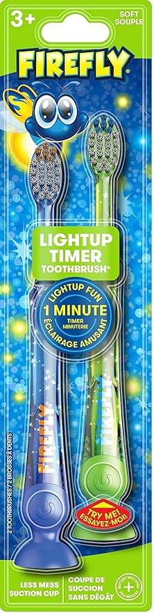 FIREFLY Light-up Timer Toothbrush with Suction Cup, 2 Count