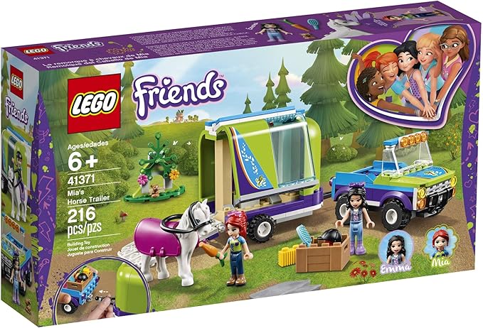 LEGO Friends Mia's Horse Trailer 41371 Building Kit with Mia and Emma Mini Dolls Includes Toy Truck, Horse, and Rabbit for Creative Play (216 Pieces)